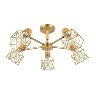 SLE110402-05 Люстра потолочная Золотистый, Светлое дерево/Золотистый E27 5*40W STELITTO-foto16