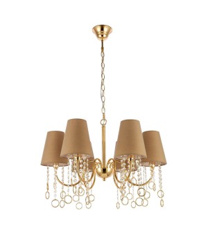 SL1138.203.06 Люстра подвесная Французское золото/Бежевый, Прозрачный E14 6*40W MEDDO-foto2