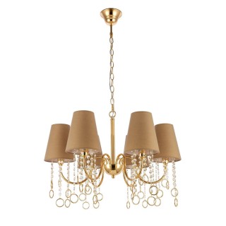SL1138.203.06 Люстра подвесная Французское золото/Бежевый, Прозрачный E14 6*40W MEDDO-foto2