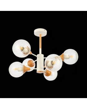 SLE109502-06 Люстра потолочная Белый, Светлое дерево/Прозрачный E27 6*60W LIONE-foto5