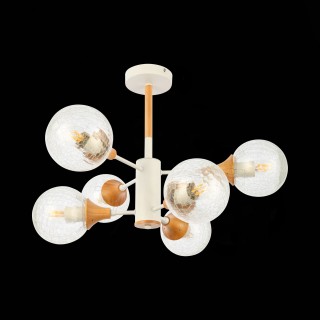 SLE109502-06 Люстра потолочная Белый, Светлое дерево/Прозрачный E27 6*60W LIONE-foto5