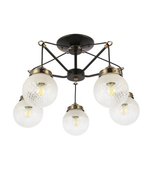 SLE110302-05 Светильник подвесной Черный, Бронза/Прозрачный, Белый E27 5*60W STRICCE-foto2