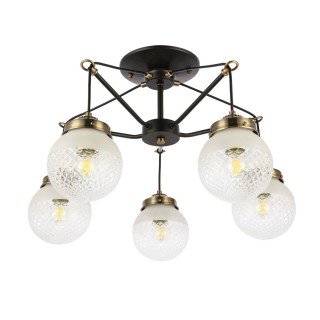 SLE110302-05 Светильник подвесной Черный, Бронза/Прозрачный, Белый E27 5*60W STRICCE-foto2