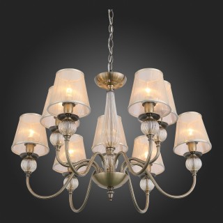 SL185.303.09 Люстра подвесная, потолочная Бронза, Прозрачный/Бежевый, Бронза E14 9*40W GRAZIA-foto4