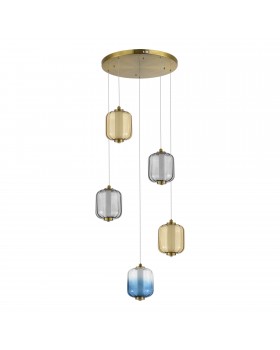 SL1193.303.05 Светильник подвесной ST-Luce Латунь/Янтарный,Дымчатый,Голубой LED 5*10W 3000K SUMMER-foto2
