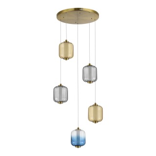 SL1193.303.05 Светильник подвесной ST-Luce Латунь/Янтарный,Дымчатый,Голубой LED 5*10W 3000K SUMMER-foto2
