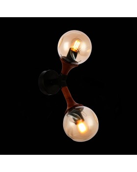 SLE109401-01 Светильник настенный Черный, Темное дерево/Прозрачный, Янтарный E27 2*60W RAQUEL-foto9