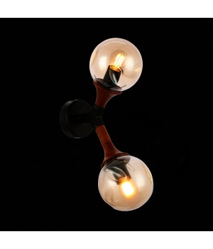 SLE109401-01 Светильник настенный Черный, Темное дерево/Прозрачный, Янтарный E27 2*60W RAQUEL-foto9