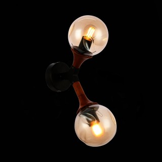 SLE109401-01 Светильник настенный Черный, Темное дерево/Прозрачный, Янтарный E27 2*60W RAQUEL-foto9