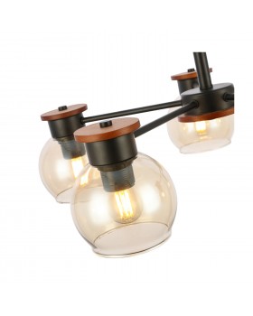 SLE108102-05 Люстра потолочная Черный, Темное дерево/Прозрачный, Янтарный E27 5*60W RASCO-foto3