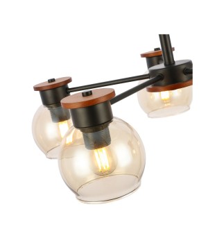 SLE108102-05 Люстра потолочная Черный, Темное дерево/Прозрачный, Янтарный E27 5*60W RASCO-foto3