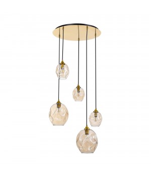 SL1188.303.05 Люстра подвесная ST-Luce Латунь/Коньячный E14/E27 3+2*40W IDESIA-foto2