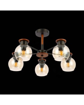 SLE108102-05 Люстра потолочная Черный, Темное дерево/Прозрачный, Янтарный E27 5*60W RASCO-foto5