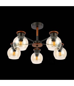 SLE108102-05 Люстра потолочная Черный, Темное дерево/Прозрачный, Янтарный E27 5*60W RASCO-foto5