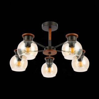 SLE108102-05 Люстра потолочная Черный, Темное дерево/Прозрачный, Янтарный E27 5*60W RASCO-foto5