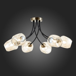 SLE205302-06 Светильник потолочный Бронза, Черный/Янтарный E14 6*40W BESANO-foto7