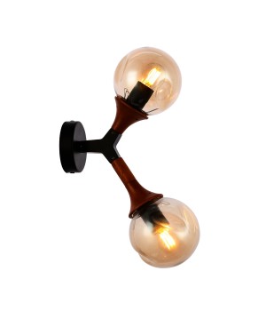 SLE109401-01 Светильник настенный Черный, Темное дерево/Прозрачный, Янтарный E27 2*60W RAQUEL-foto11