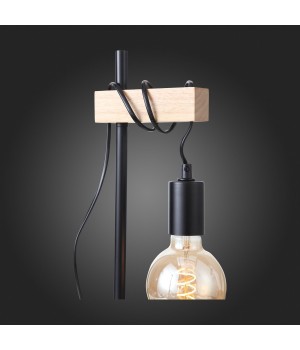 SL1142.404.01 Прикроватная лампа Черный, Светлое дерево E27 1*60W BAGETTI-foto8