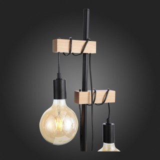 SL1142.405.01 Торшер Черный, Светлое дерево E27 2*60W BAGETTI-foto8