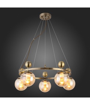 SLE106303-05 Люстра подвесная Бронзовый/Прозрачный, Янтарный E27 5*60W PECHIO-foto7