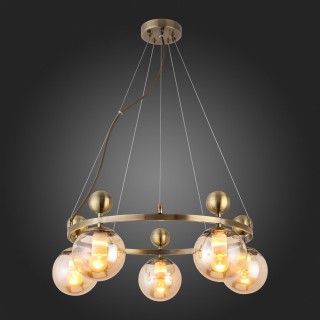 SLE106303-05 Люстра подвесная Бронзовый/Прозрачный, Янтарный E27 5*60W PECHIO-foto7