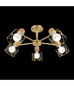 SLE110402-05 Люстра потолочная Золотистый, Светлое дерево/Золотистый E27 5*40W STELITTO-foto13