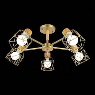 SLE110402-05 Люстра потолочная Золотистый, Светлое дерево/Золотистый E27 5*40W STELITTO-foto13