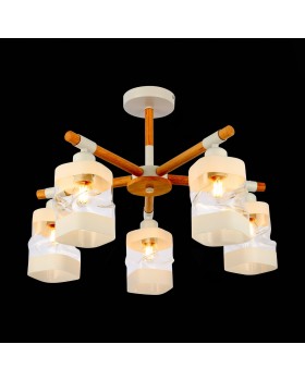 SLE114502-05 Люстра потолочная Белый, Светлое дерево/Белый, Прозрачный E27 5*60W ABIRITTO-foto4