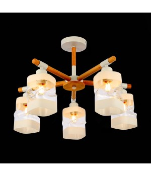 SLE114502-05 Люстра потолочная Белый, Светлое дерево/Белый, Прозрачный E27 5*60W ABIRITTO-foto4