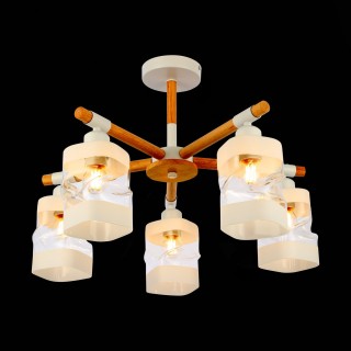 SLE114502-05 Люстра потолочная Белый, Светлое дерево/Белый, Прозрачный E27 5*60W ABIRITTO-foto4