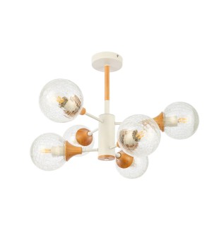 SLE109502-06 Люстра потолочная Белый, Светлое дерево/Прозрачный E27 6*60W LIONE-foto2