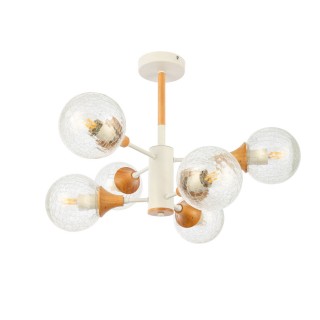 SLE109502-06 Люстра потолочная Белый, Светлое дерево/Прозрачный E27 6*60W LIONE-foto2