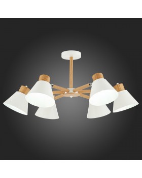 SLE103702-06 Люстра потолочная Светлое дерево, Белый/Белый E27 6*60W BUVE-foto5