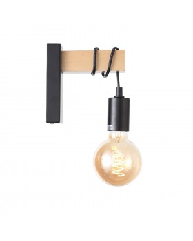 SL1142.401.01 Светильник настенный Черный, Светлое дерево E27 1*60W BAGETTI-foto2