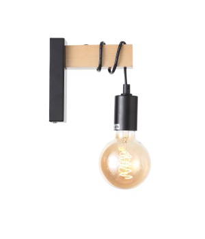 SL1142.401.01 Светильник настенный Черный, Светлое дерево E27 1*60W BAGETTI-foto2