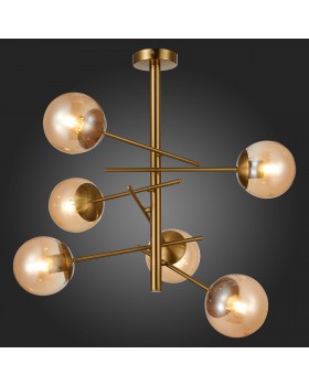 SLE1099-312-06 Люстра потолочная Латунь/Коньячный E27 6*60W VELIO-foto5