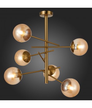 SLE1099-312-06 Люстра потолочная Латунь/Коньячный E27 6*60W VELIO-foto5