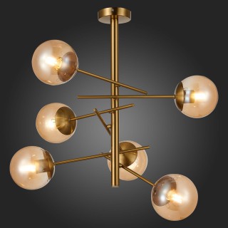 SLE1099-312-06 Люстра потолочная Латунь/Коньячный E27 6*60W VELIO-foto5