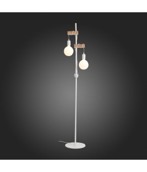 SL1142.505.01 Торшер Белый, Светлое дерево E27 2*60W BAGETTI-foto7