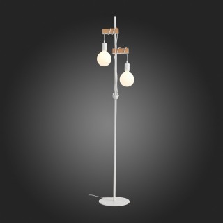 SL1142.505.01 Торшер Белый, Светлое дерево E27 2*60W BAGETTI-foto7