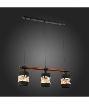 SLE114403-03 Светильник подвесной Черный, Темное дерево/Черный, Прозрачный, Янтарный E27 3*60W ABIRITTO-foto8