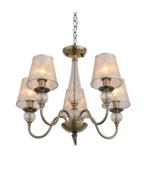 SL185.303.05 Люстра подвесная, потолочная Бронза, Прозрачный/Бежевый, Бронза E14 5*40W GRAZIA-foto2