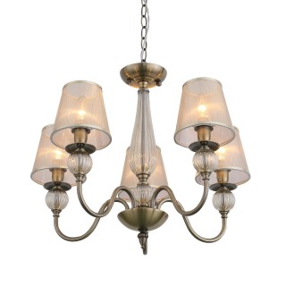 SL185.303.05 Люстра подвесная, потолочная Бронза, Прозрачный/Бежевый, Бронза E14 5*40W GRAZIA-foto2