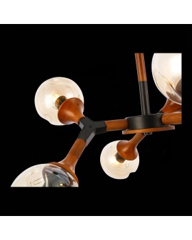 SLE109402-06 Люстра потолочная Черный, Темное дерево/Прозрачный, Янтарный E27 6*60W RAQUEL-foto4