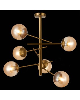 SLE1099-312-06 Люстра потолочная Латунь/Коньячный E27 6*60W VELIO-foto4