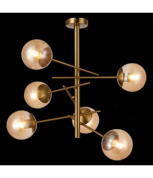 SLE1099-312-06 Люстра потолочная Латунь/Коньячный E27 6*60W VELIO-foto4