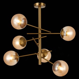 SLE1099-312-06 Люстра потолочная Латунь/Коньячный E27 6*60W VELIO-foto4