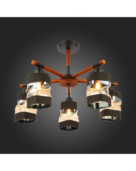 SLE114402-05 Люстра потолочная Черный, Темное дерево/Черный, Прозрачный, Янтарный E27 5*60W ABIRITTO-foto7