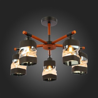 SLE114402-05 Люстра потолочная Черный, Темное дерево/Черный, Прозрачный, Янтарный E27 5*60W ABIRITTO-foto7