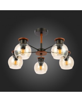 SLE108102-05 Люстра потолочная Черный, Темное дерево/Прозрачный, Янтарный E27 5*60W RASCO-foto8